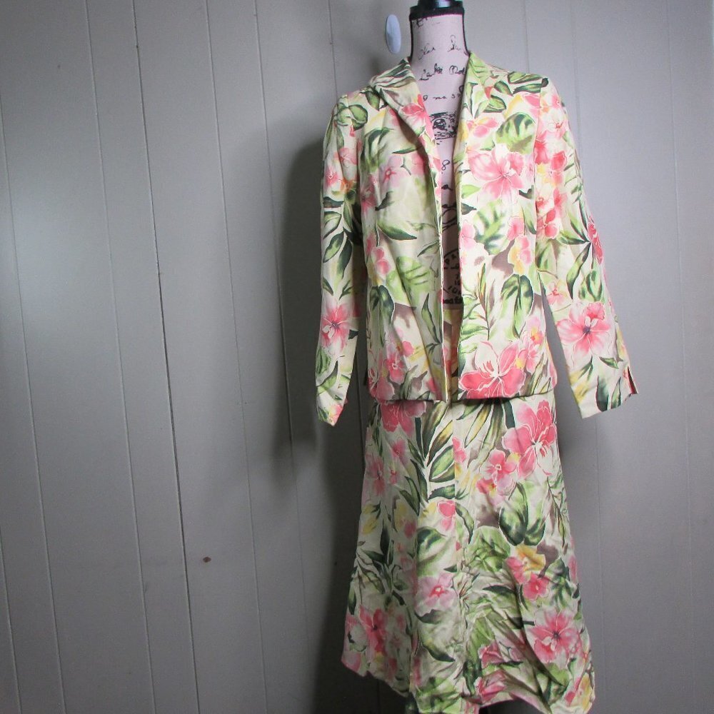 Peek & Peek Skirt Blazer Set S 8 Silk Linen Floral